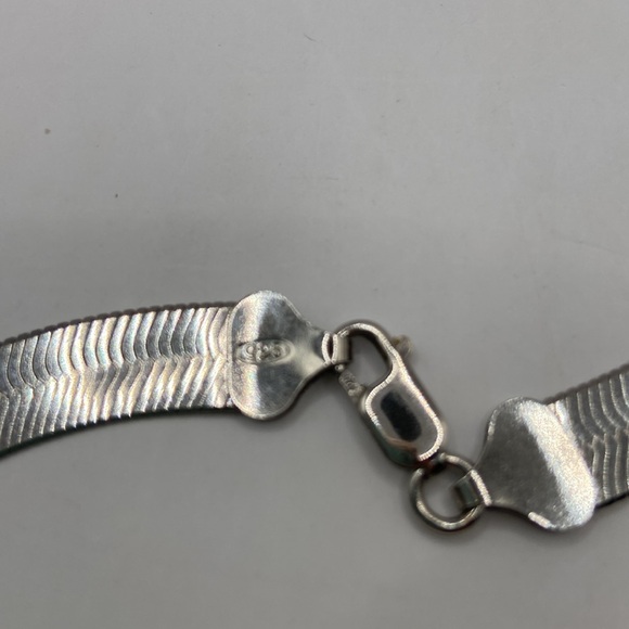 Sterling Silver Herringbone Necklace 3/8”W 20”L - Picture 7 of 12